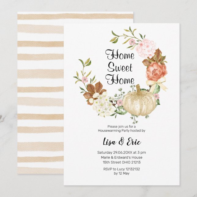 Citrouille de Parties scintillant d'or Invitation  (Devant / Derrière)