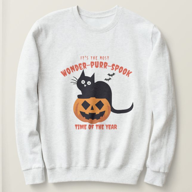 Citrouille de temps d'Halloween Sweatshirt de chat (Design devant)