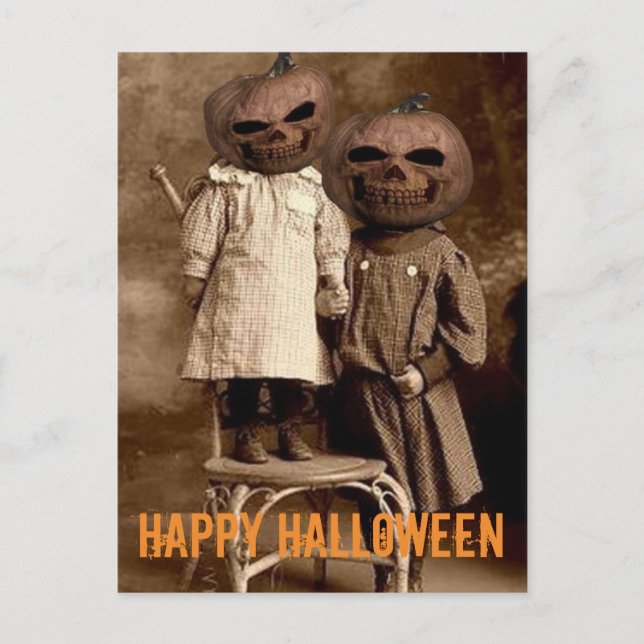 Citrouille déplaisant Head Kids Halloween Carte po (Devant)