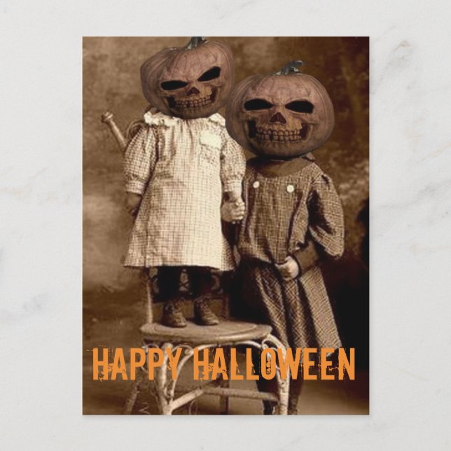 Citrouille déplaisant Head Kids Halloween Carte po (Devant)