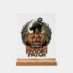 Citrouille d'Halloween Chat Tache Brute Gravure Vi