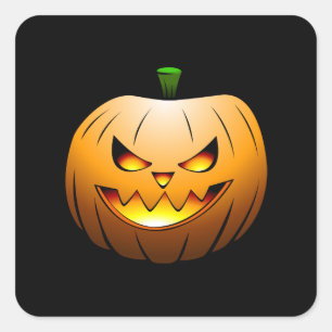 Citrouille d'Halloween en feu sur des autocollants