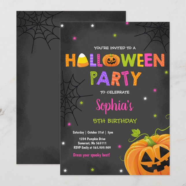 Citrouille d'Halloween Invitation Spooktacular (Devant / Derrière)