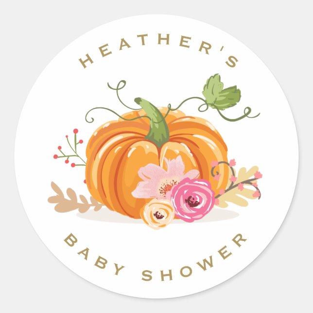 Citrouille Enveloppe autocollant Baby shower Flora (Devant)