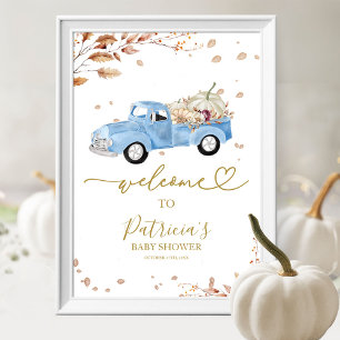 Citrouille Fall Boy Baby shower Affiche de bienven