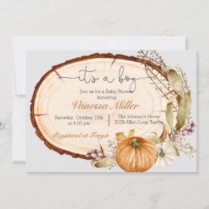 Citrouille Fall Boy Baby shower Invitation