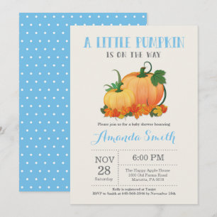 Citrouille Fall Boy Baby shower Invitation Card