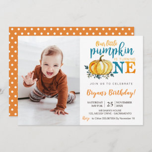 Citrouille Fall First Birthday Invitation photo