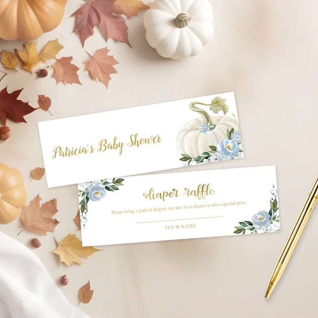 Citrouille Floral Bleu Chute Baby shower Déchets R (Créateur téléchargé)