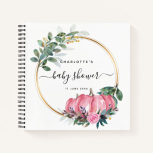 Citrouille Floral Fall Pink Baby shower Livre d'or
