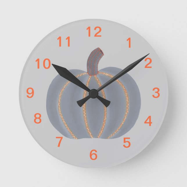 Citrouille gris Orange Trim Horloge Halloween (Recto)