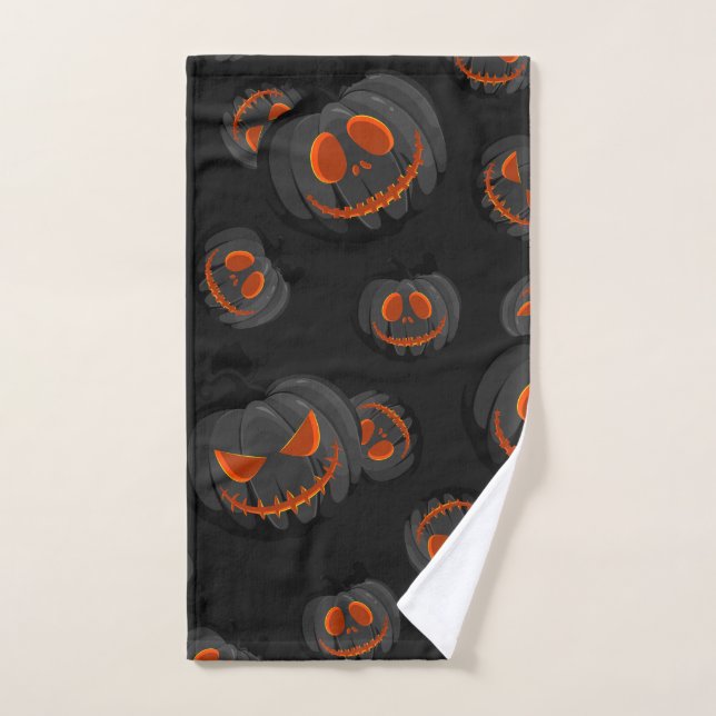 Citrouille Halloween Face Motif Éffrayant (Serviette à main)