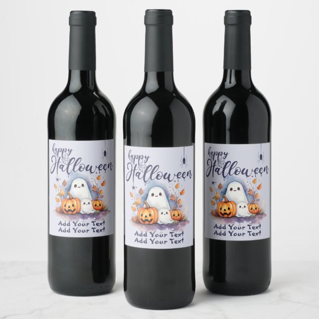 Citrouille Halloween Ghost Étiquette de vin person (Bouteilles)