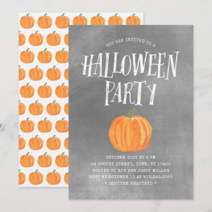 Citrouille Halloween Party Invitation Grey Aquarel