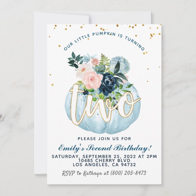 Citrouille Invitation pour le deuxième anniversair (Devant)