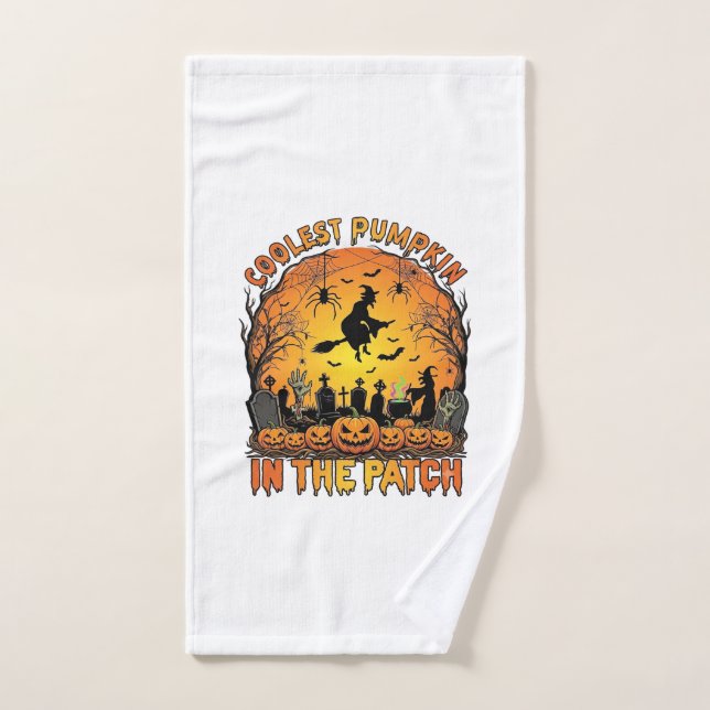 Citrouille la plus cool Patch Halloween Sorcière A (Serviette à main)