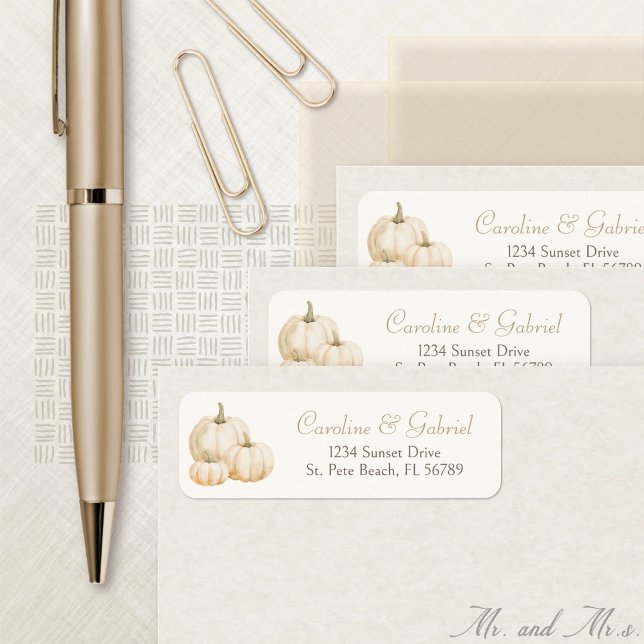 Citrouille Neutre Élégant Étiquette de adresse (Créateur téléchargé)