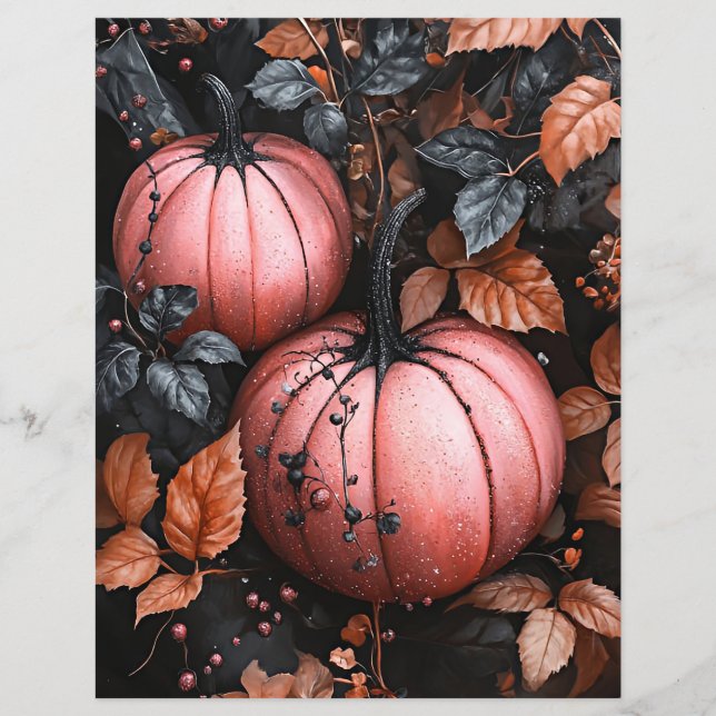 Citrouille noir et rose papier à gratter motif (Devant)
