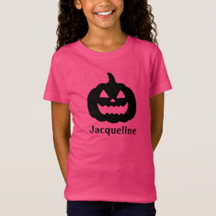 Citrouille noir mignon Nom personnalisé T-shirt Ha