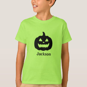 Citrouille noir mignon Nom personnalisé T-shirt Ha