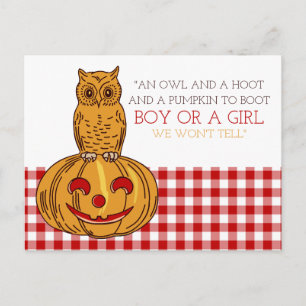 Citrouille Owl & En vichy Nouveau Faire-part bébé