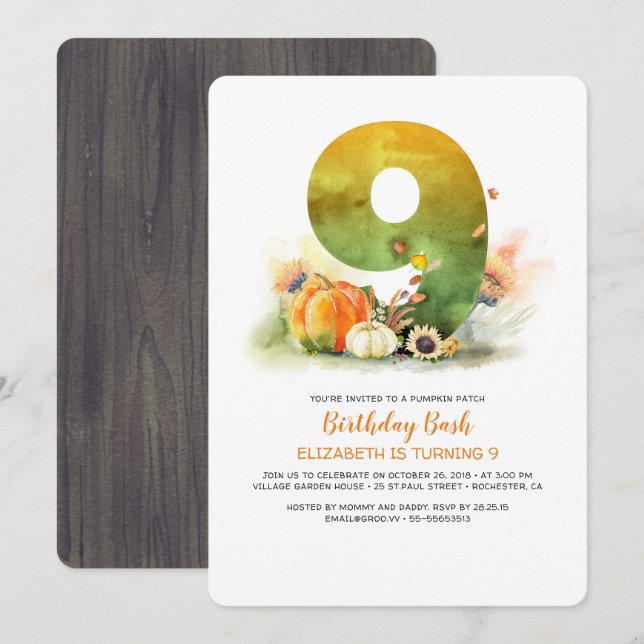 Citrouille Patch Anniversaire Bash Fall Invitation (Devant / Derrière)