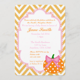 Citrouille Patch Theme Baby Girl Douche Invitation
