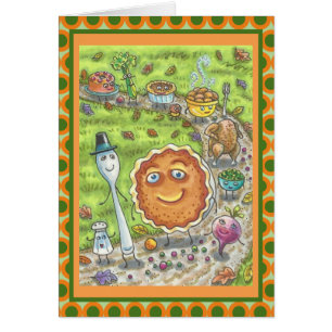 CITROUILLE PIE PARADE THANKSGIVING GREETING CARD V