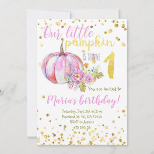 Citrouille Pink Gold Confetti Invitation Anniversa