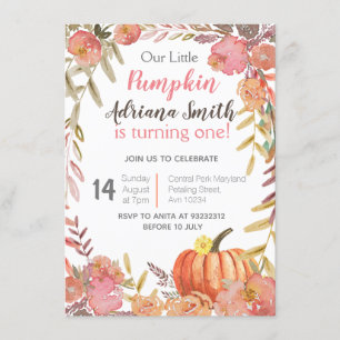 Citrouille Premier Anniversaire Automne Invitation
