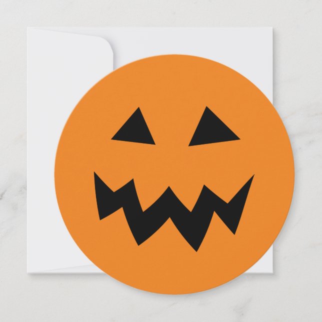 Citrouille ronde Halloween invitations fête d'anni (Devant)