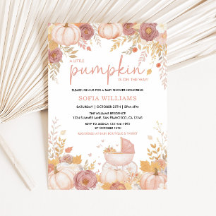 Citrouille rose Baby shower Invitation fille autom