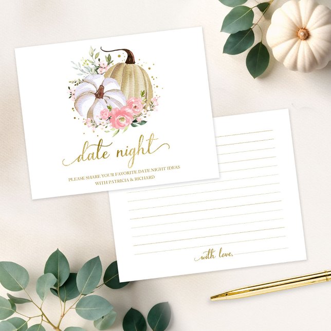Citrouille Rose Floral Fête des mariées Date Carte (Créateur téléchargé)