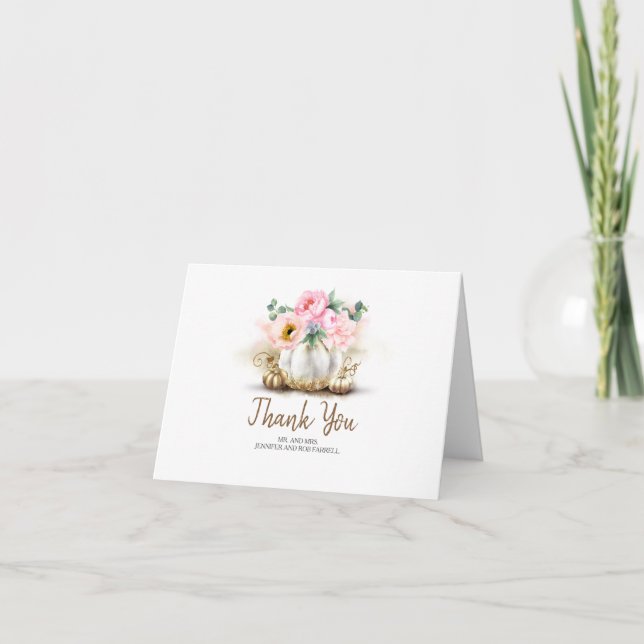 Citrouille rose Floral or Vase Mariage Merci (Devant)