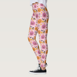 Citrouille rose Halloween Leggings Motifs