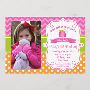 Citrouille rose Invitation d'anniversaire, Citroui