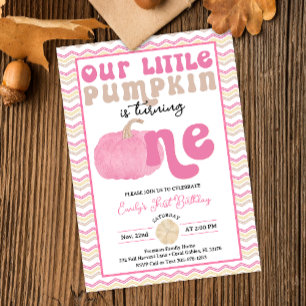 Citrouille rose Premier Invitation d'anniversaire