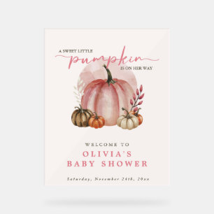 Citrouille rose sur son chemin Fille Baby shower B