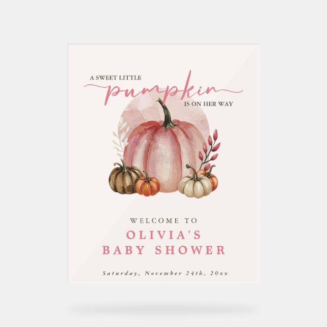 Citrouille rose sur son chemin Fille Baby shower B (Recto)