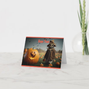 Citrouille Souriant Et Carte D'Halloween Scarecrow
