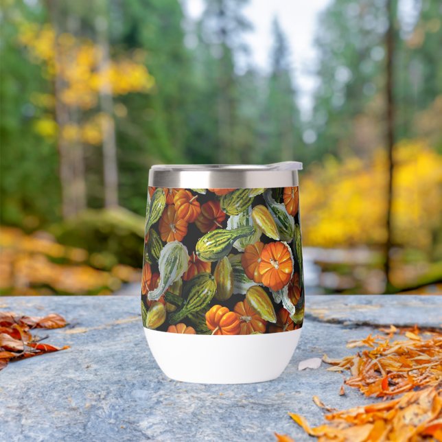 Citrouille, Squash Automne Harvest Vin Tumbler (Extérieur)