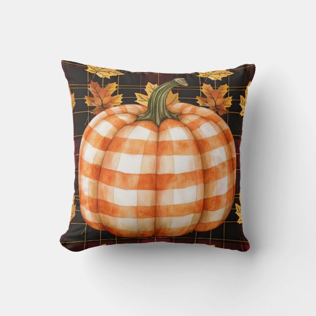 Citrouille vérifié sur le Coussin des feuilles d'a (Recto)