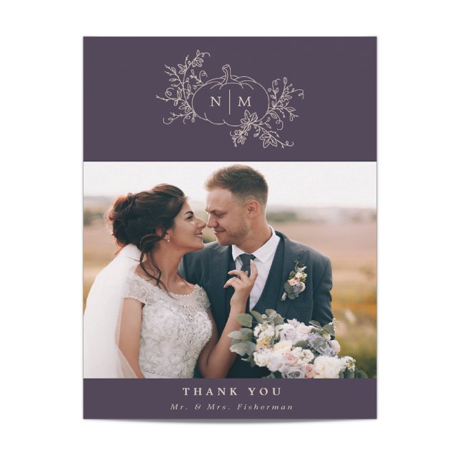 Citrouille Vines Monogramme Mariage Merci Cartes (Créateur téléchargé)