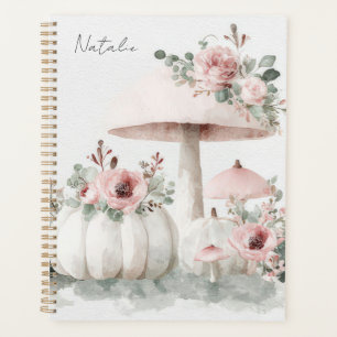 Citrouilles d'automne, champignons et fleurs