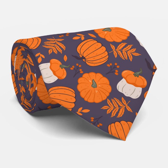 Citrouilles d'Halloween et Cravate motif de feuill (Roulé)