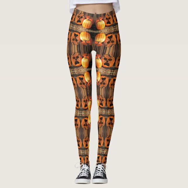 Citrouilles effrayants - Leggings d'Halloween (Devant)