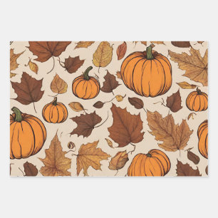 Citrouilles orange et feuilles d'automne