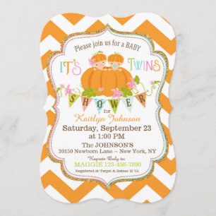 Citrouilles Twins Fall Baby Shower Invitations