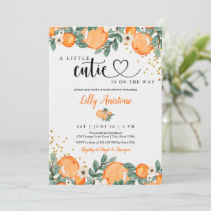 Citrus Baby Dusche Botanische Orange Kleine Süsse Einladung