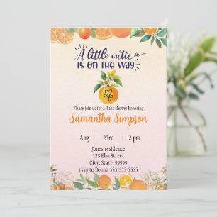 Citrus Baby Dusche Botanische Orangenwerbung Einladung